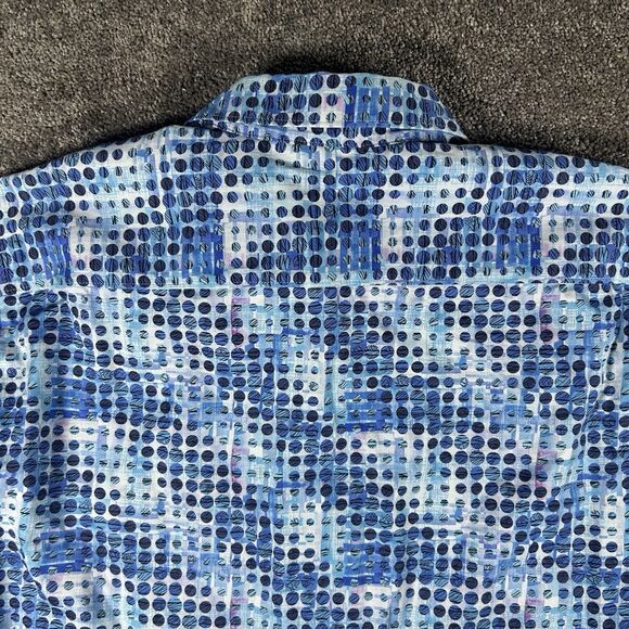 Robert Graham Shirt 2XL Blue Abstract Geometric Polka Colorful Rave Flip Cuff - Picture 16 of 16